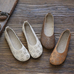 Leaves Hollow Out Flats Slip On Shoes Newgew Shoes