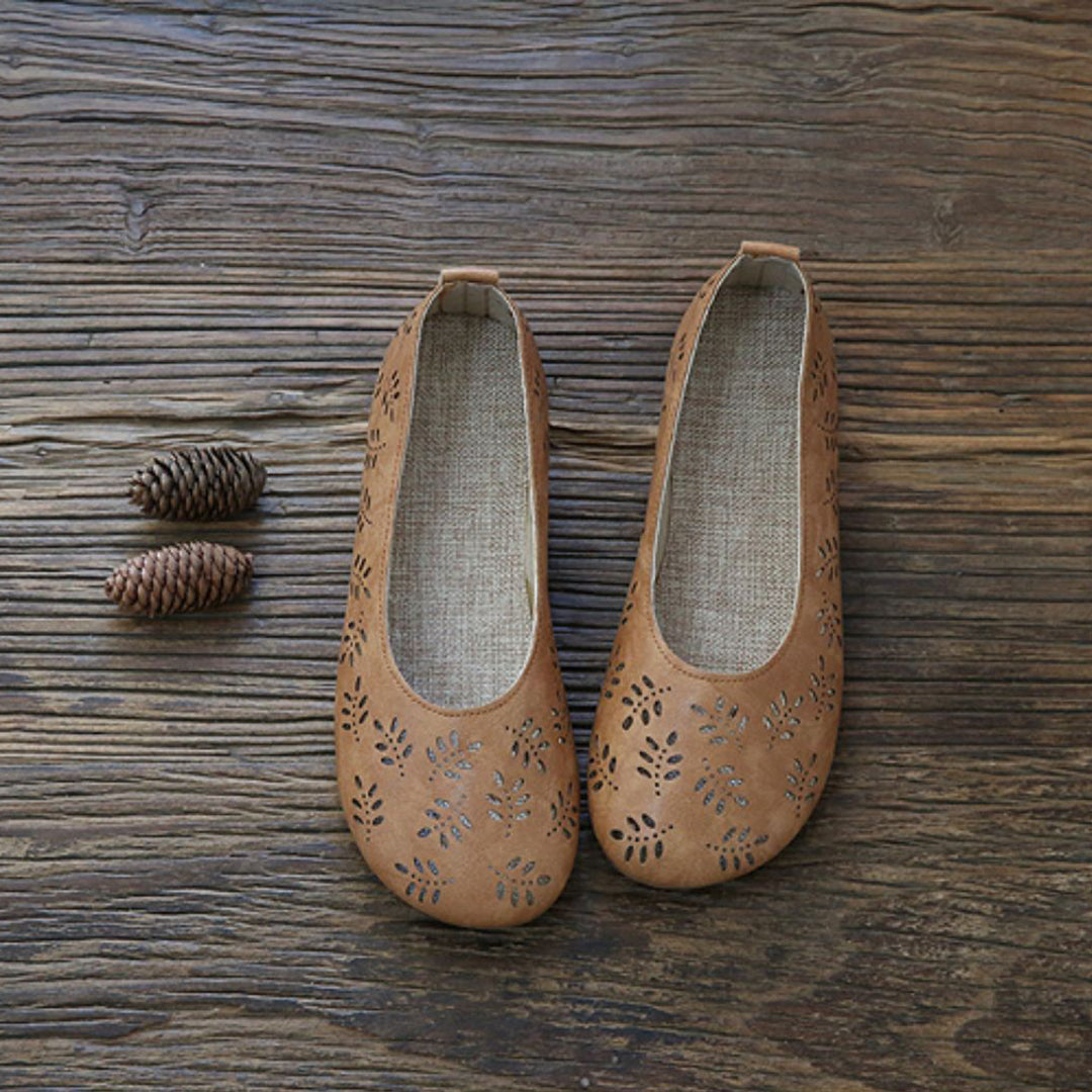 Leaves Hollow Out Flats Slip On Shoes Newgew Shoes