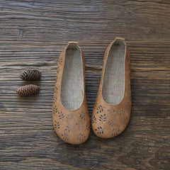 Leaves Hollow Out Flats Slip On Shoes Newgew Shoes