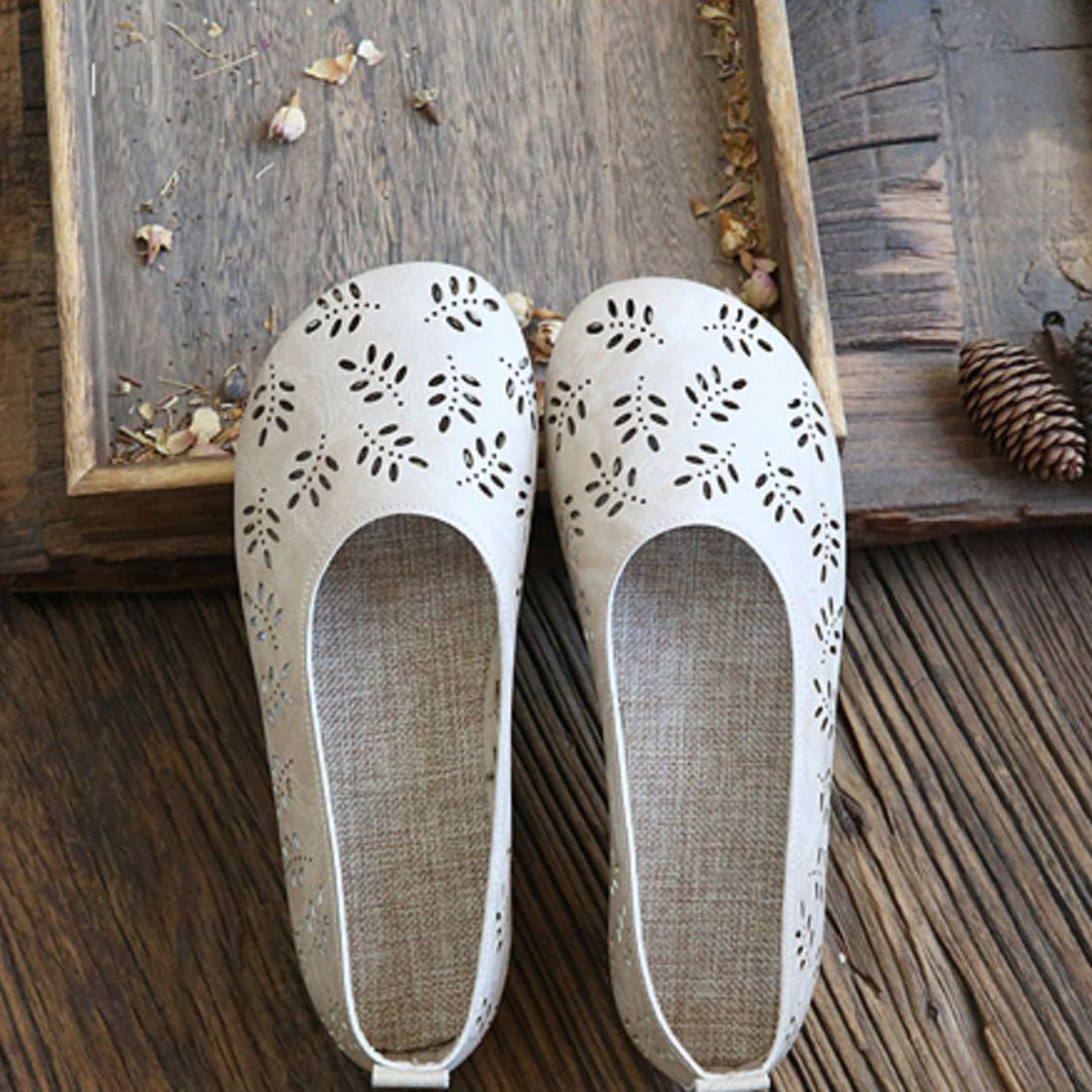 Leaves Hollow Out Flats Slip On Shoes Newgew Shoes