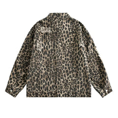 Leopard Print Distressed Western Jacket Newgew