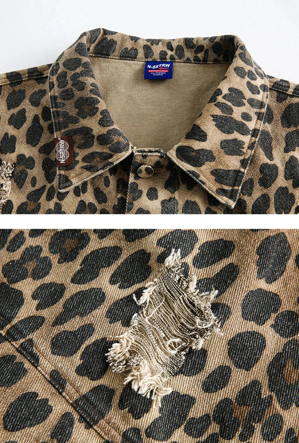 Leopard Print Distressed Western Jacket Newgew