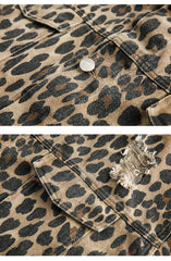 Leopard Print Distressed Western Jacket Newgew