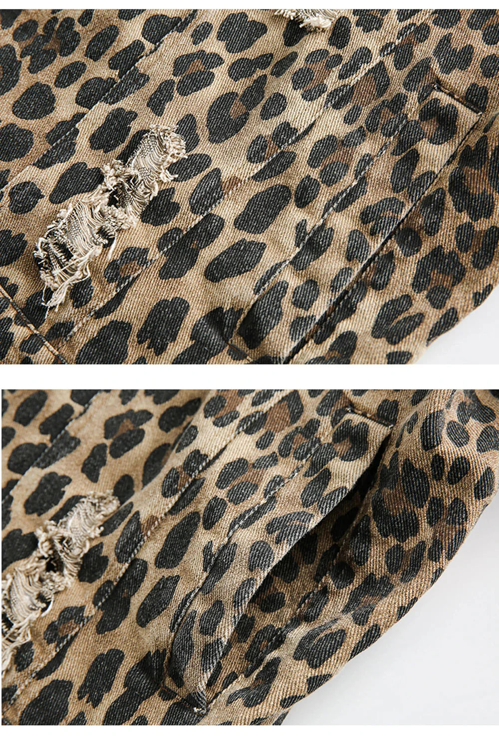 Leopard Print Distressed Western Jacket Newgew