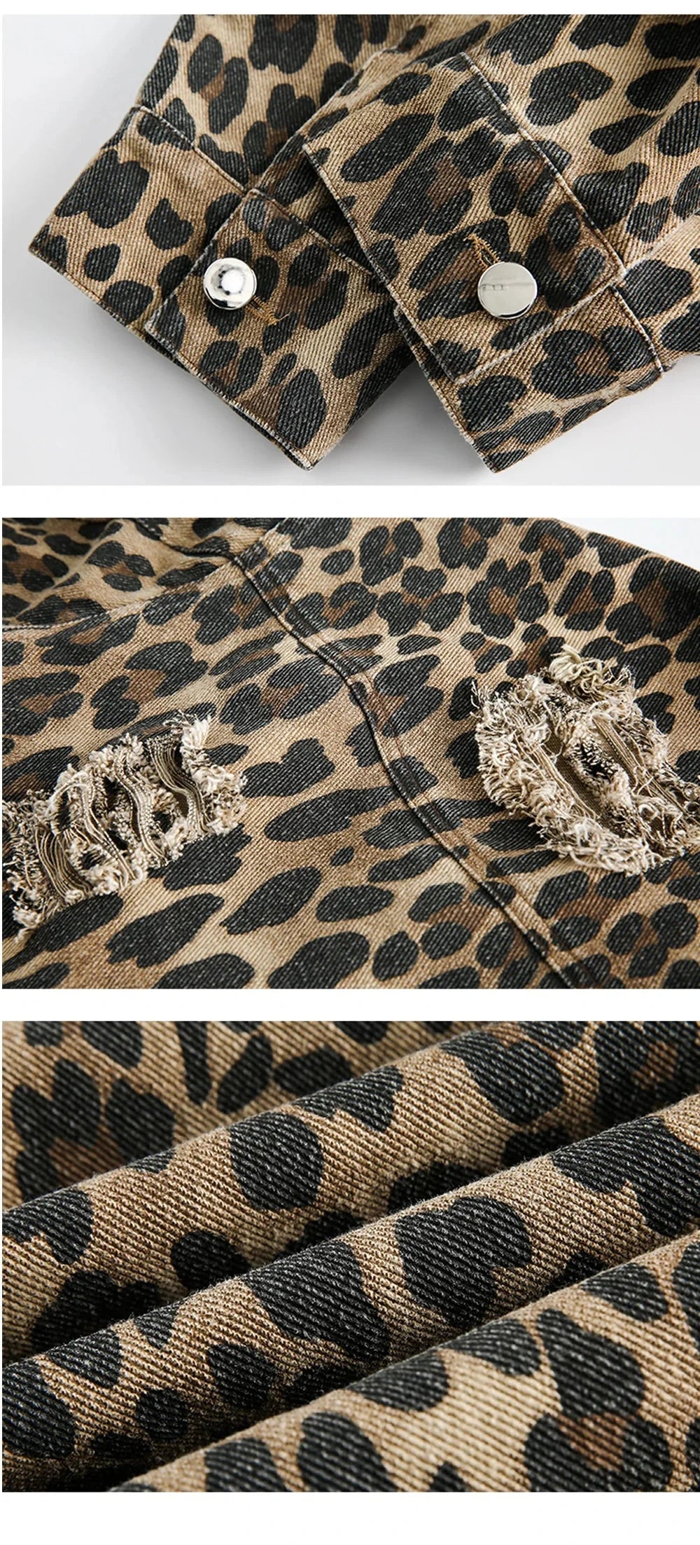 Leopard Print Distressed Western Jacket Newgew