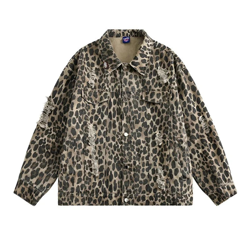 Leopard Print Distressed Western Jacket Newgew