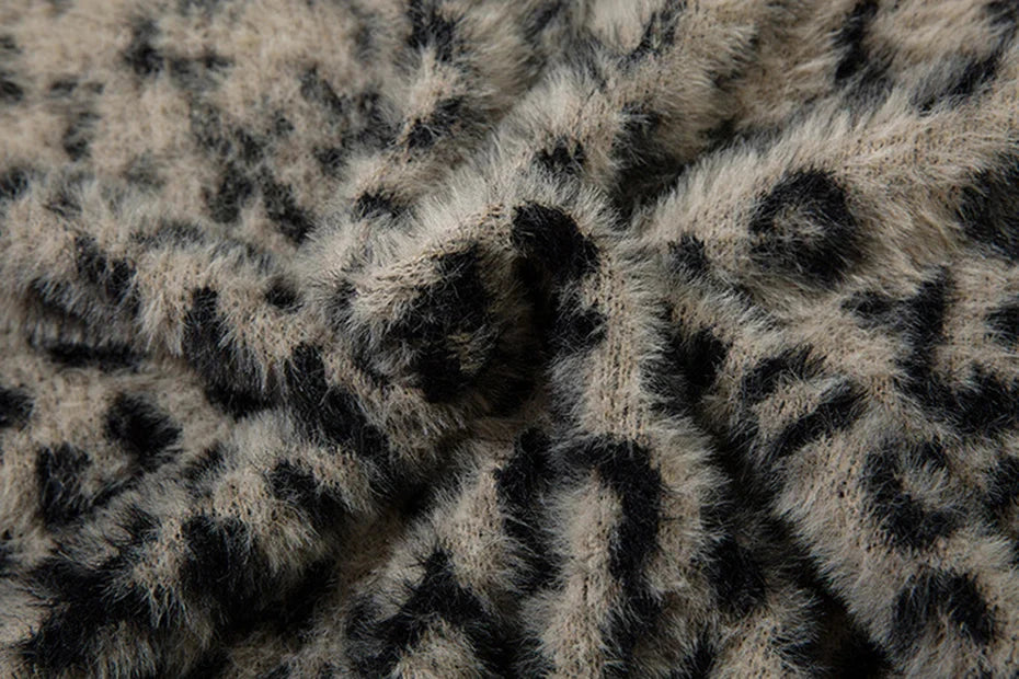 Leopard Print Mohair Style Sweater Newgew