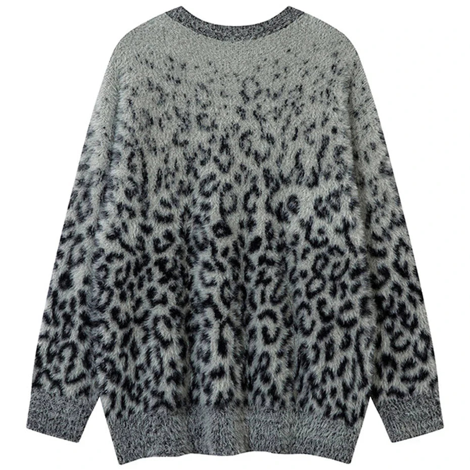 Leopard Print Mohair Style Sweater Newgew