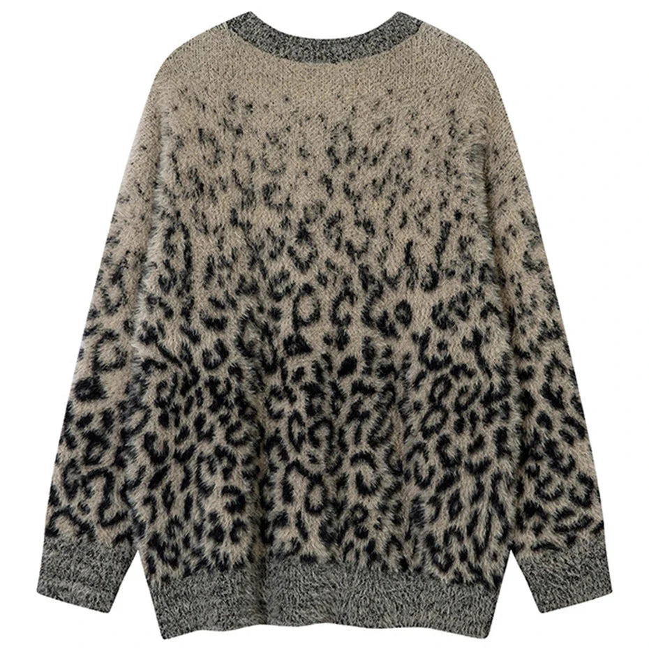 Leopard Print Mohair Style Sweater Newgew