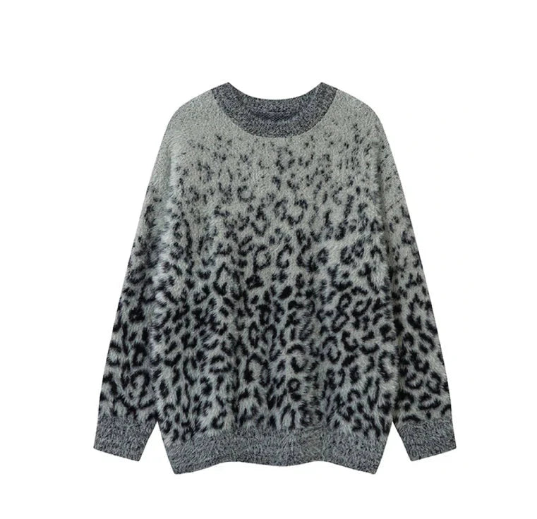 Leopard Print Mohair Style Sweater Newgew