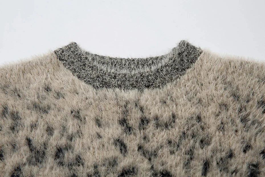 Leopard Print Mohair Style Sweater Newgew