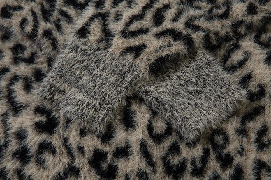 Leopard Print Mohair Style Sweater Newgew