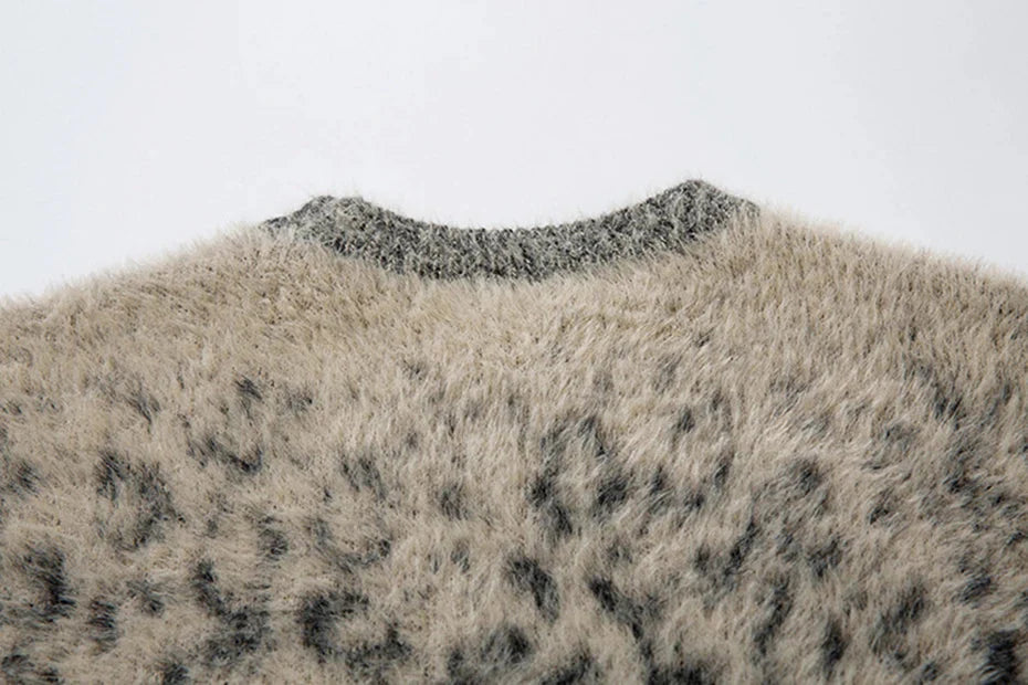 Leopard Print Mohair Style Sweater Newgew