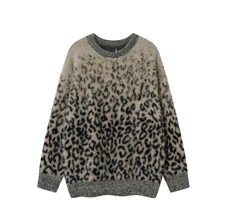 Leopard Print Mohair Style Sweater Newgew