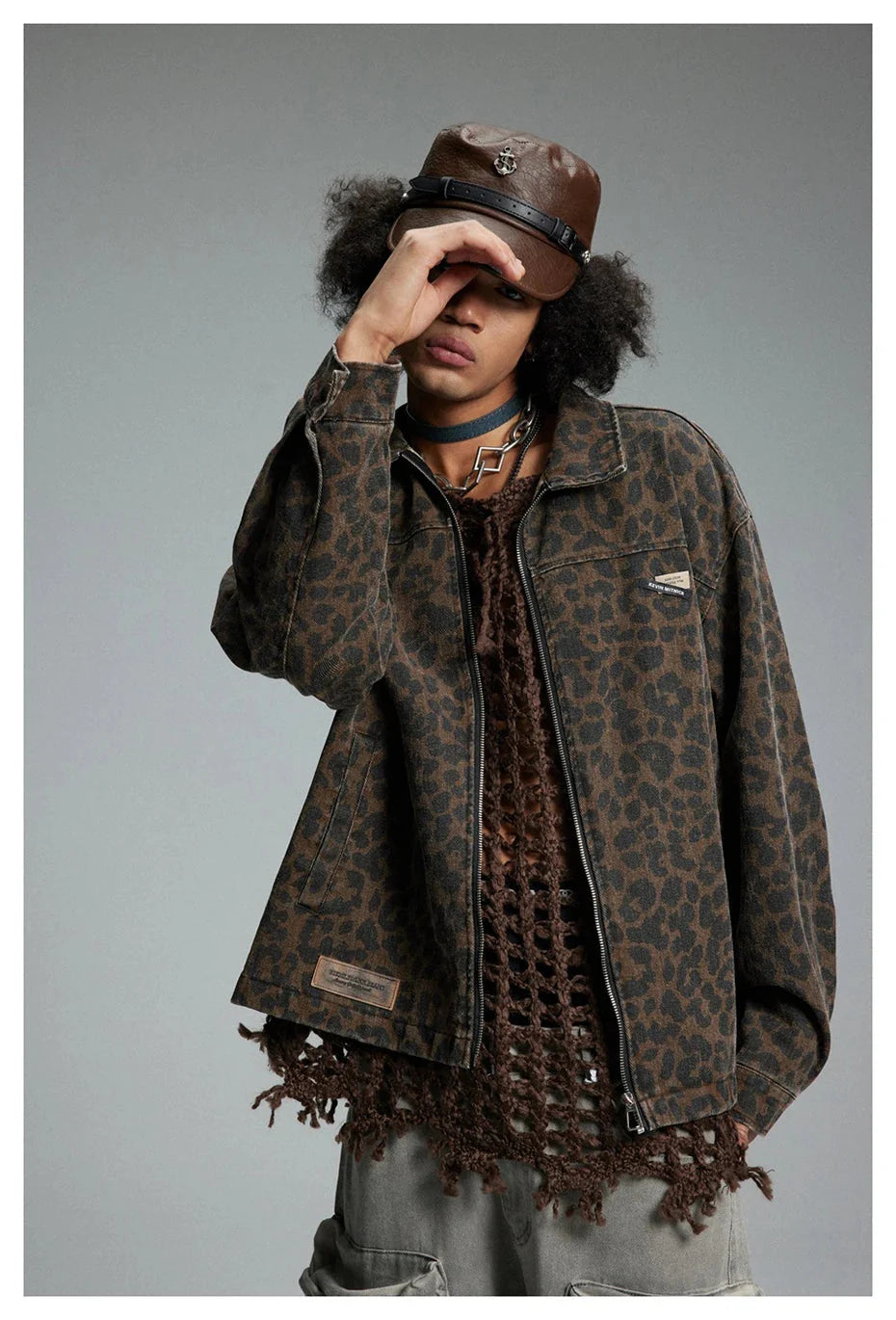 Leopard Print Zipped Trucker Jacket Newgew