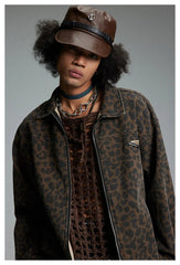 Leopard Print Zipped Trucker Jacket Newgew