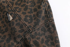 Leopard Print Zipped Trucker Jacket Newgew