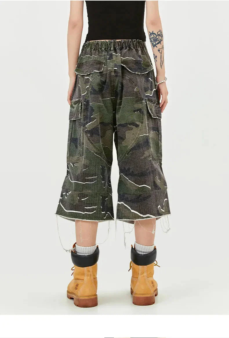 MADE EXTREME Long Length Camo Cargo Shorts Newgew