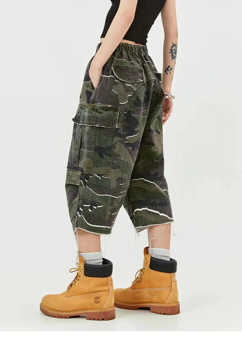 MADE EXTREME Long Length Camo Cargo Shorts Newgew