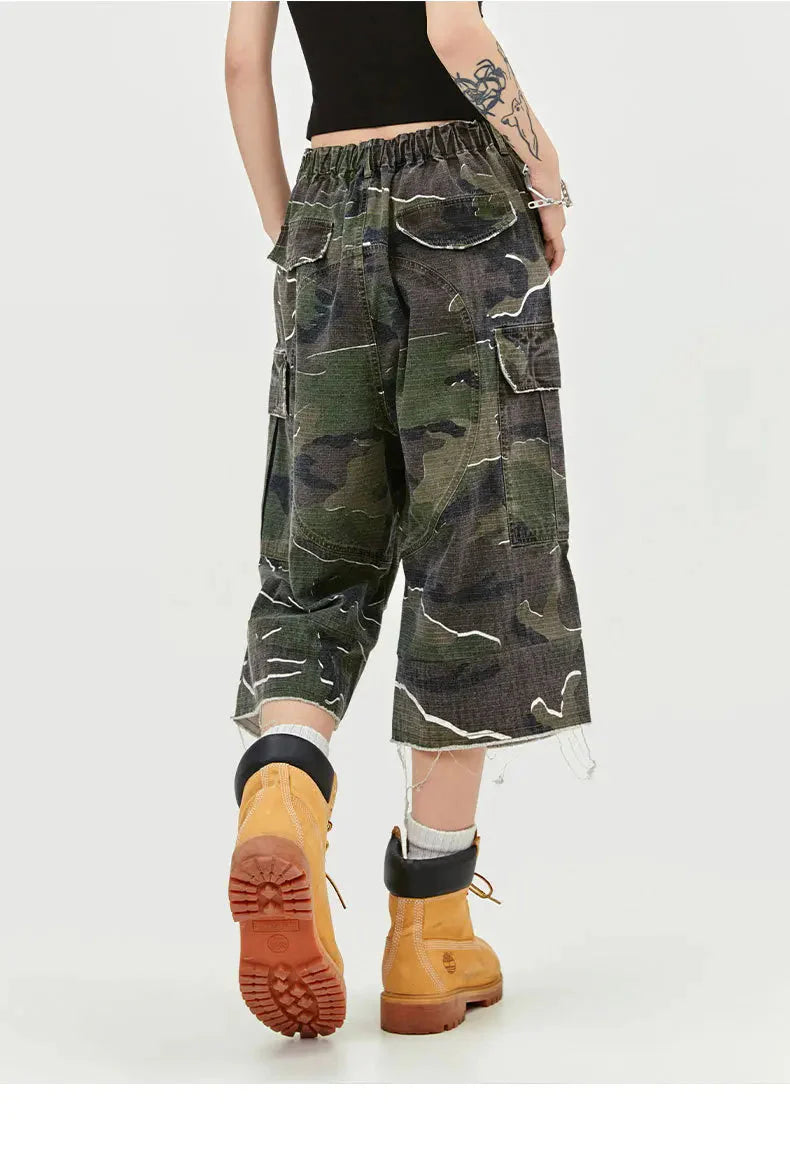 MADE EXTREME Long Length Camo Cargo Shorts Newgew