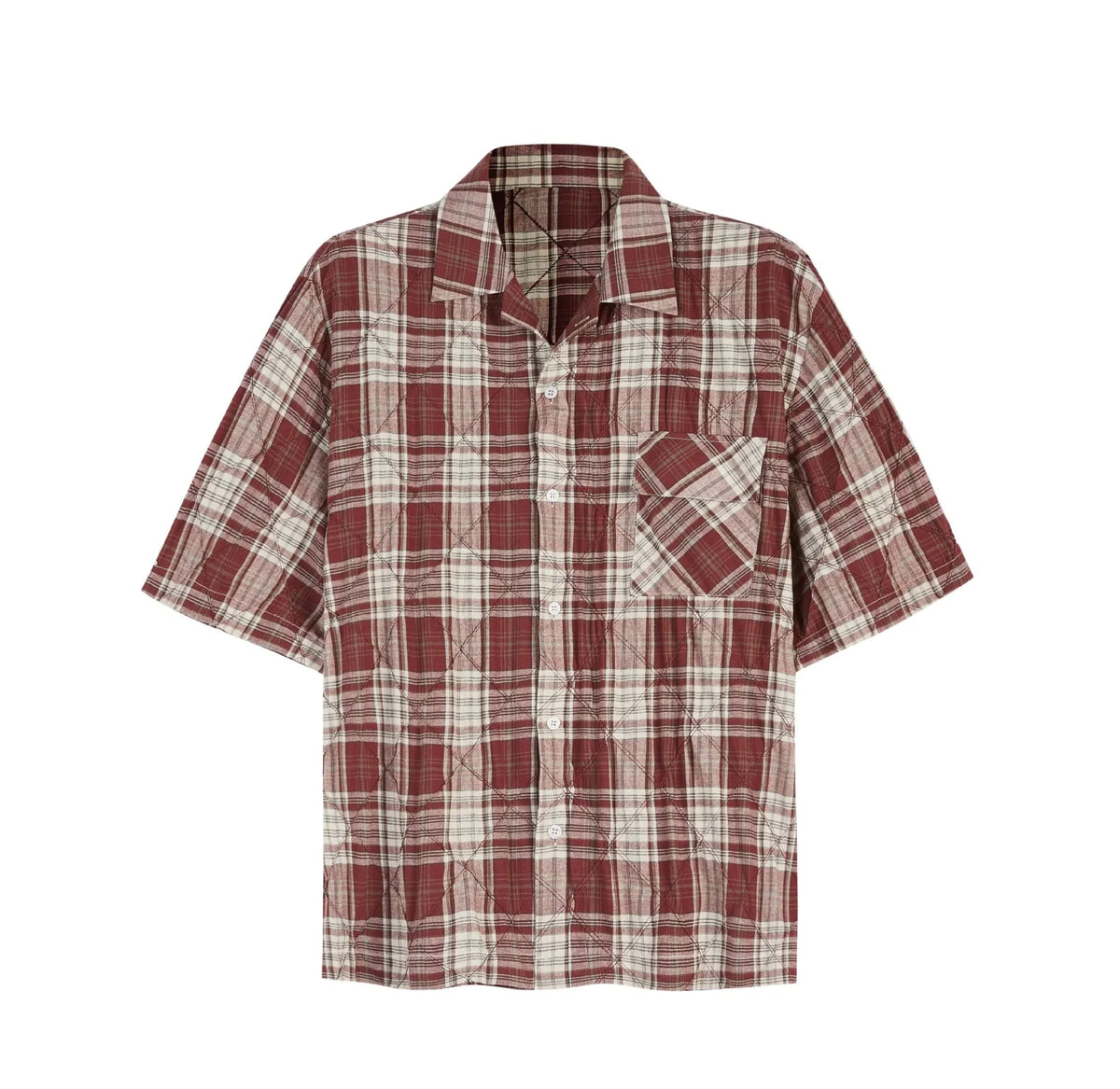 MADE EXTREME Oversized Short Sleeve Plaid Shirt Newgew