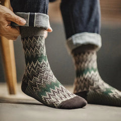 MADEN 3 Pairs Knitted Grandad Crew Socks Newgew