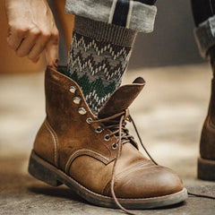 MADEN 3 Pairs Knitted Grandad Crew Socks Newgew