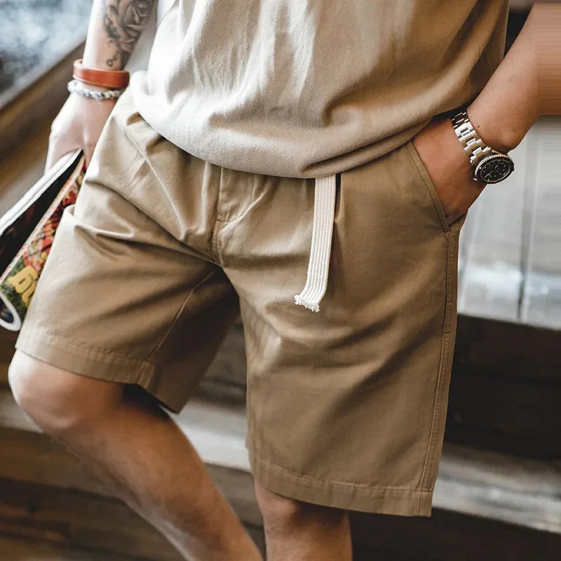 MADEN Belted Herringbone Twill Shorts Newgew