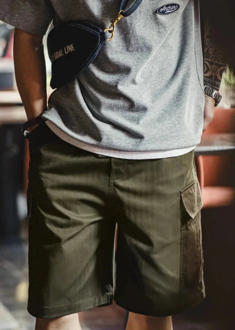 MADEN Herringbone Twill Cargo Shorts Newgew