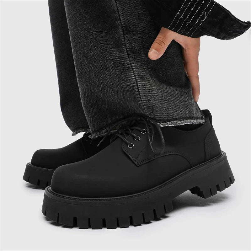 Matte Black Chunky Derby Shoes Newgew