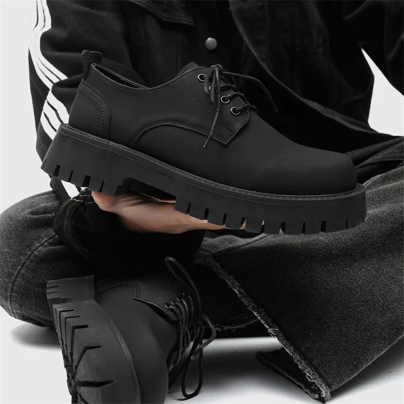 Matte Black Chunky Derby Shoes Newgew