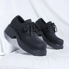 Matte Black Chunky Derby Shoes Newgew