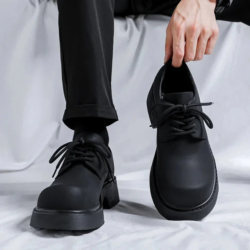 Matte Black Chunky Derby Shoes Newgew