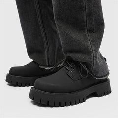 Matte Black Chunky Derby Shoes Newgew