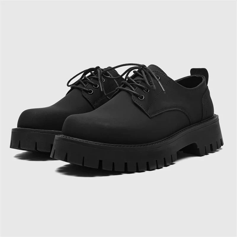 Matte Black Chunky Derby Shoes Newgew