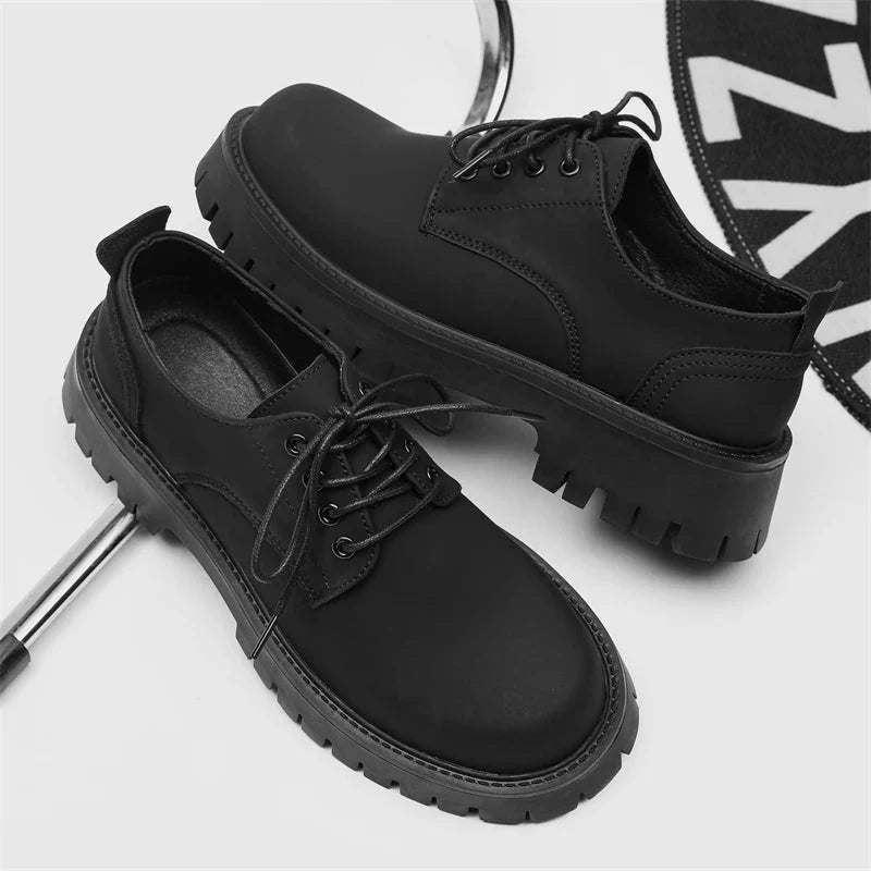 Matte Black Chunky Derby Shoes Newgew