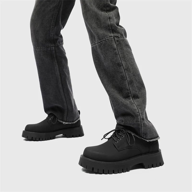 Matte Black Chunky Derby Shoes Newgew