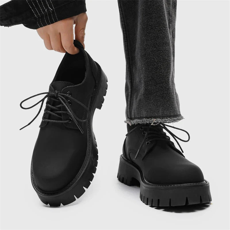 Matte Black Chunky Derby Shoes Newgew