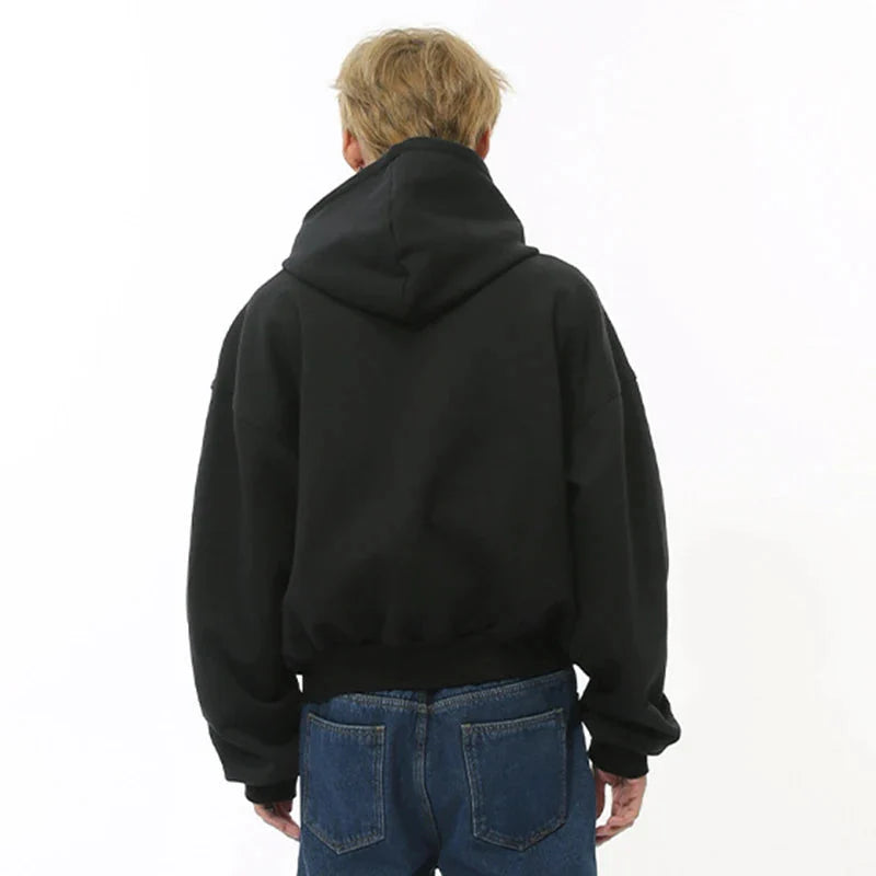 Mock Double Layer Boxy Zip-up Hoodie Newgew