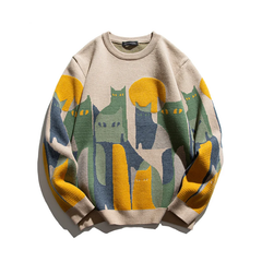 Moonlit Cat Crew Sweater Newgew