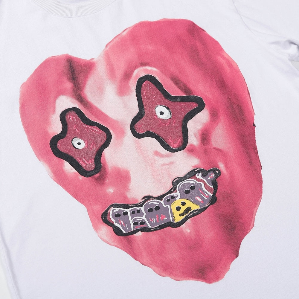 'Nightmare Heart' Acid Washed Graphic Print T-Shirt Newgew