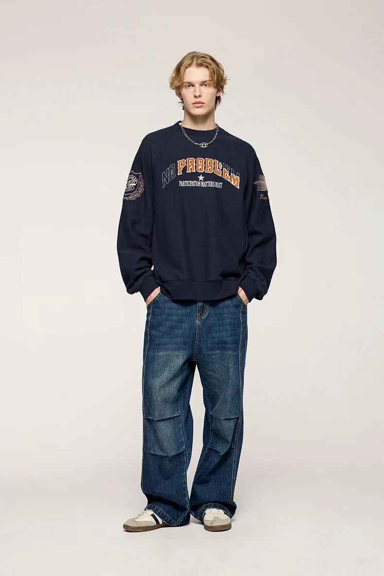 'No Problem' Varsity Applique Sweatshirt Newgew