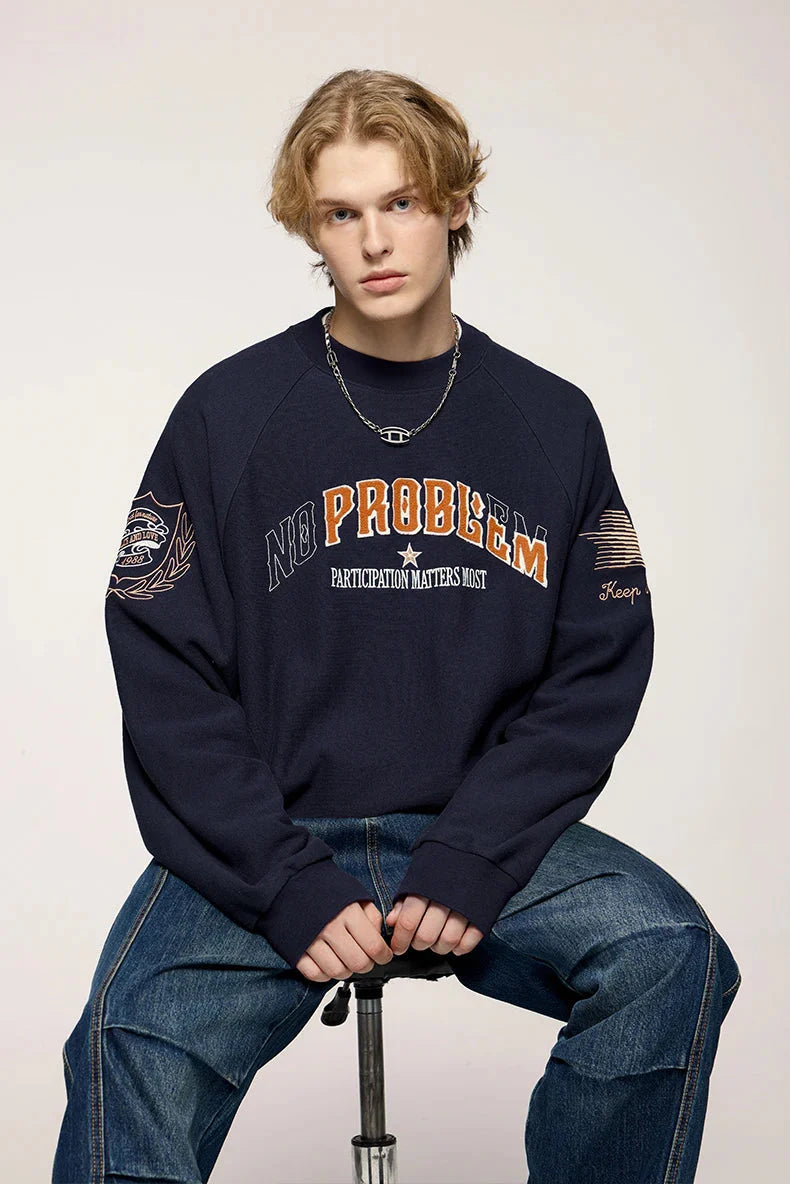 'No Problem' Varsity Applique Sweatshirt Newgew