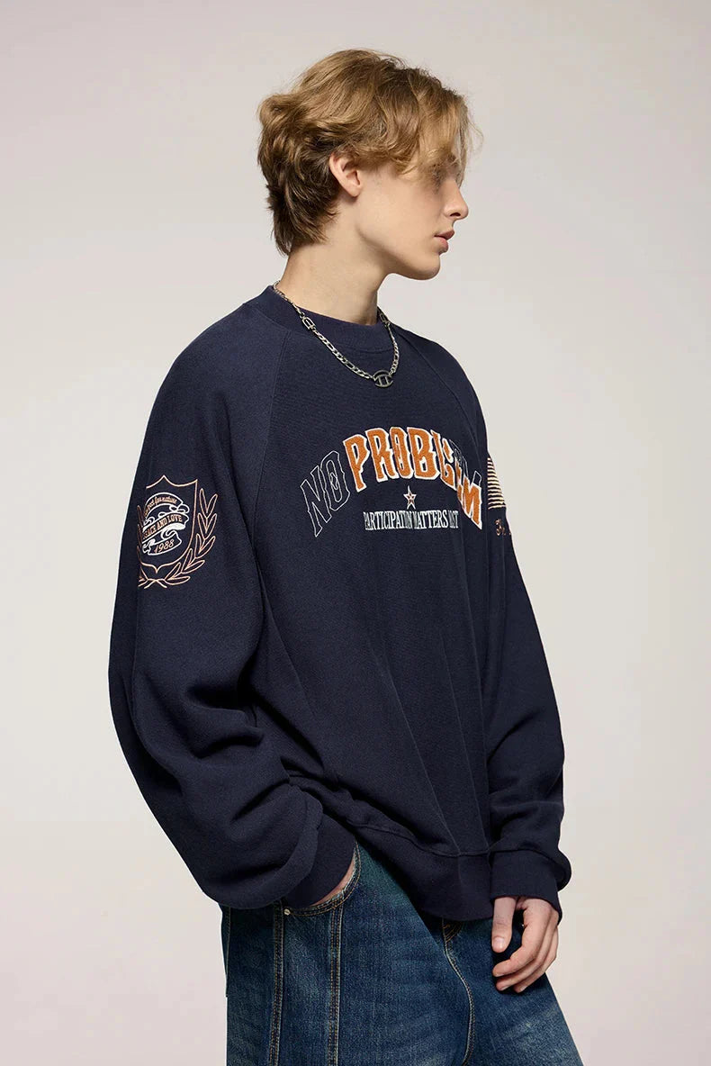 'No Problem' Varsity Applique Sweatshirt Newgew