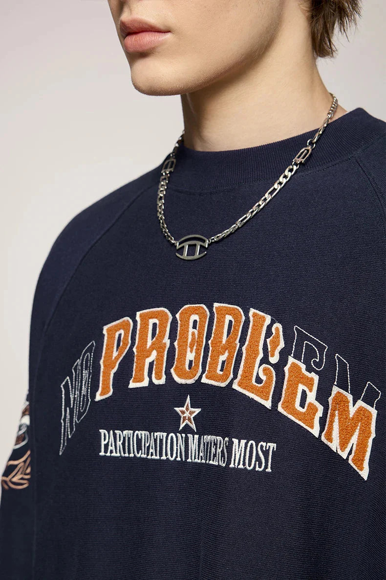 'No Problem' Varsity Applique Sweatshirt Newgew