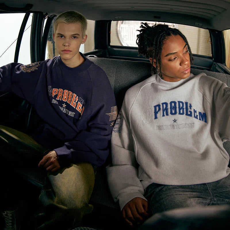 'No Problem' Varsity Applique Sweatshirt Newgew