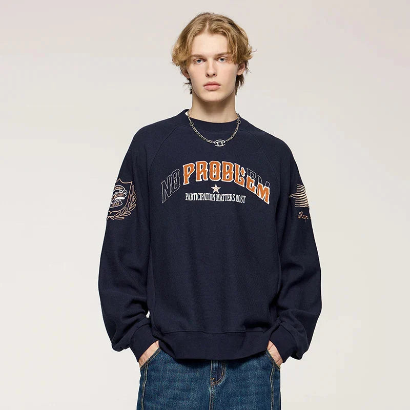 'No Problem' Varsity Applique Sweatshirt Newgew