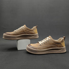 Men Cowhide Casual Lace-Up Sneaker Shoes Newgew Shoes