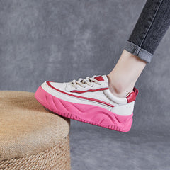 Women Minimalist Fashion Leather Thick Soled Casual Shoes Newgew Shoes