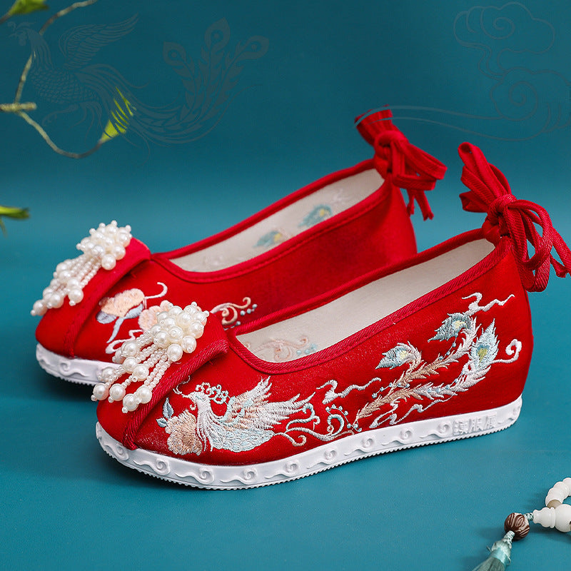 Women's Bride Old Embroidered Beaded For Canvas Shoes Newgew